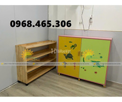 Tủ gỗ đựng cặp balo mầm non, tủ cặp mầm non mẫu giáo