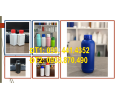 Bình nhựa 1 lít đựng hóa chất nắp xé, chai nhựa HDPE 0.5 lít trắng
