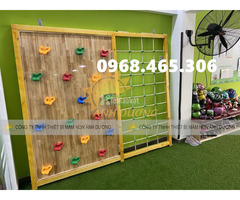 Thang leo gỗ mầm non, thang leo xà đu gỗ vận động trẻ em