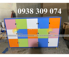 Tủ cặp dép mầm non 8 ô, tủ đựng balo mầm non