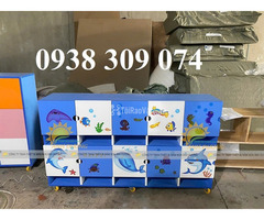 Tủ cặp dép mầm non 8 ô, tủ đựng balo mầm non - 2