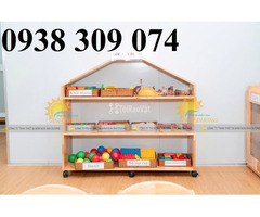 Kệ gỗ mầm non, kệ gỗ mầm non montessori - 2