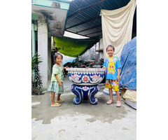 Chậu xi măng thủ công , chậu cẩn miểng , khảm sành sứ - 4